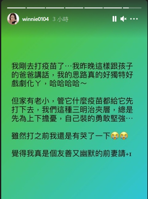 何妤玟形容自己是「友善又幽默的前妻」。(圖/翻攝自何妤玟IG)