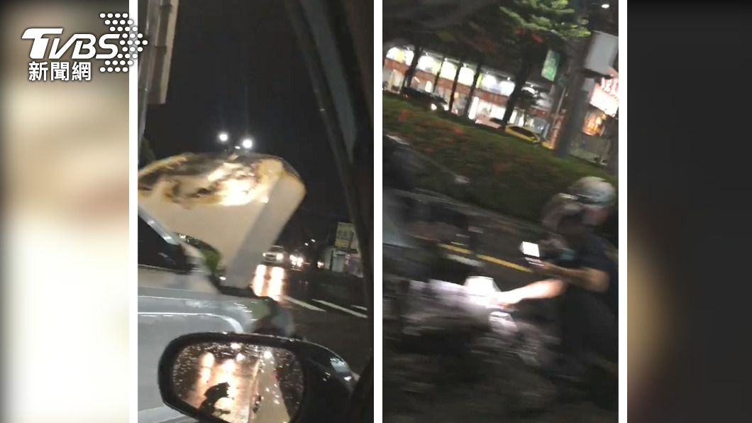 白色較轎旅車引擎蓋焦黑。（圖／讀者提供）
