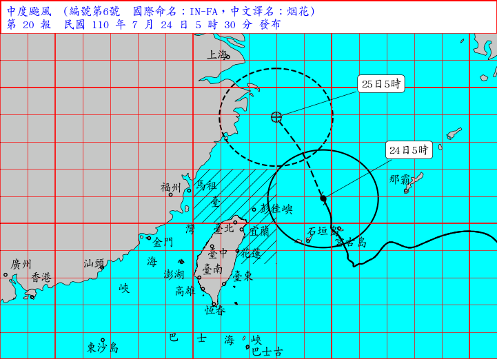 烟花暴風圈正逐漸進入台灣。(圖/中央氣象局)