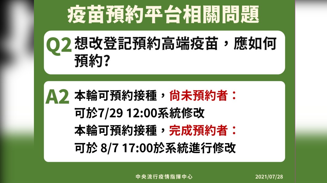 疫苗預約平台相關問題-2。(圖/中央流行疫情指揮中心)