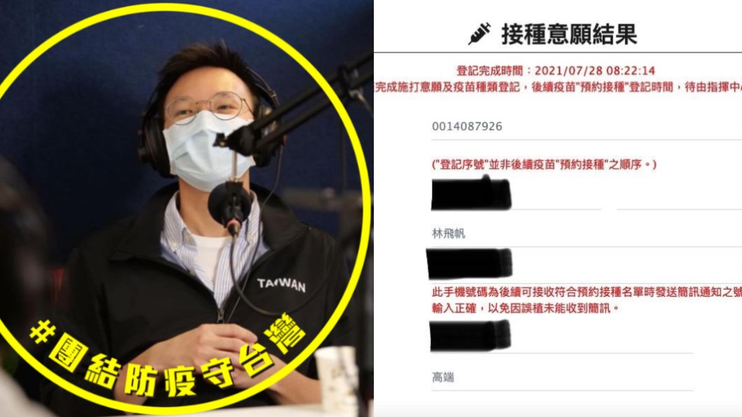 94要高端!林飛帆更改疫苗意願登記 網酸:希望會真的打