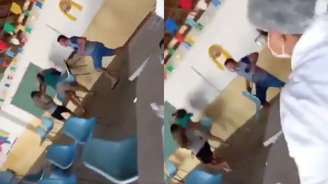 醫護人員在一旁不知所措。(圖/翻攝自推特)