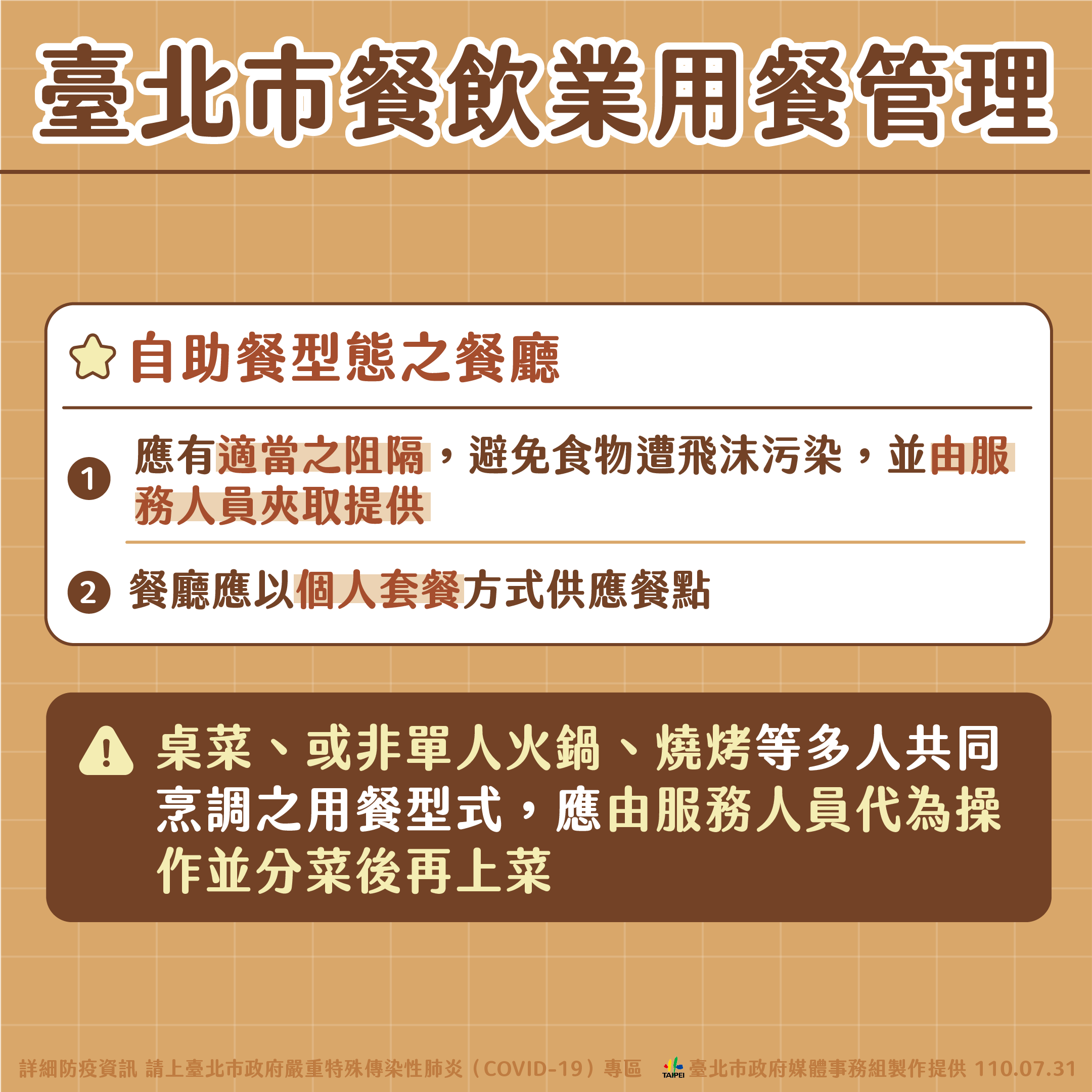 台北市餐飲業用餐管理。(圖/台北市政府)