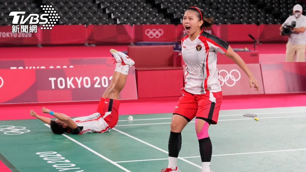 印尼選手開心獲勝。(圖/達志影像美聯社)