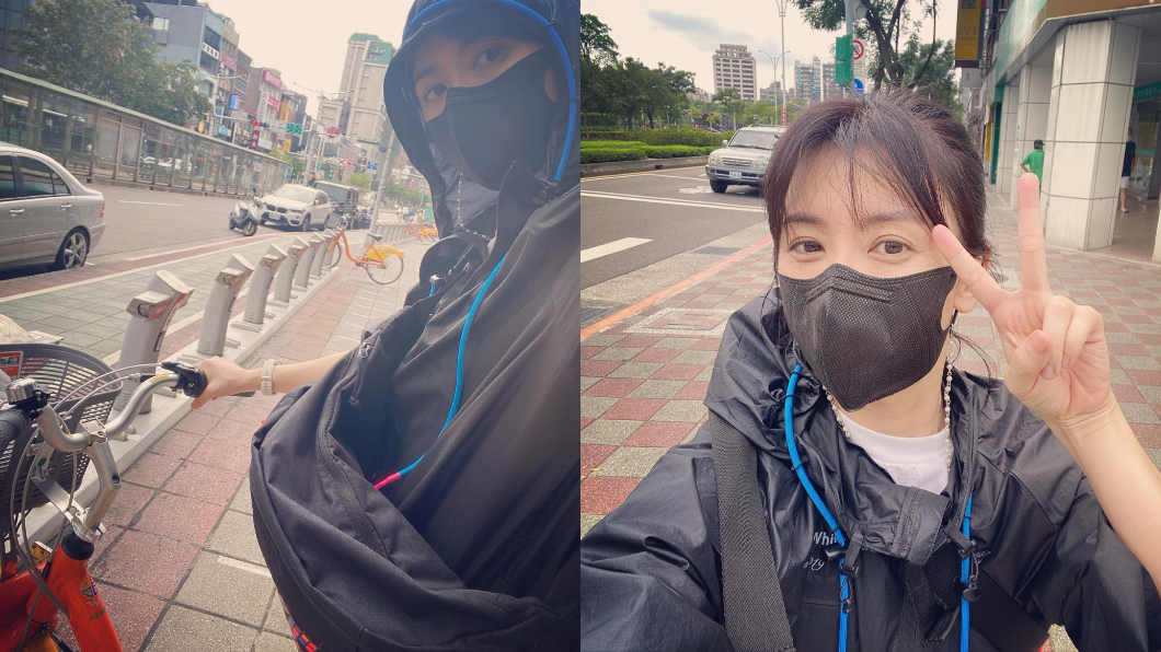 賈靜雯騎腳踏車返家。(圖/翻攝自賈靜雯Facebook)