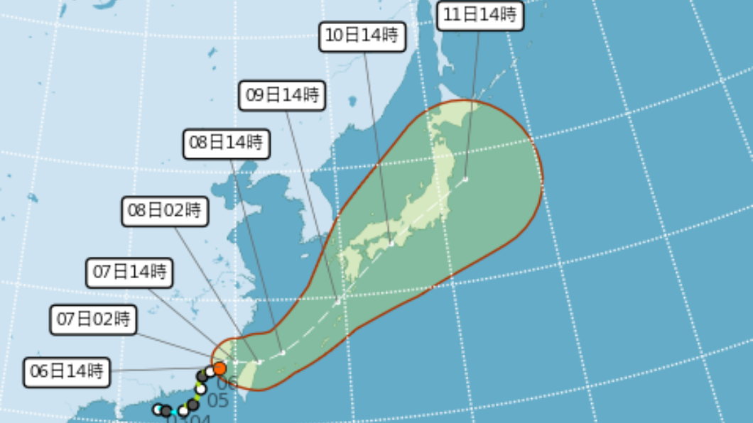 熱帶性低氣壓TD11(原盧碧颱風)路徑。(圖/氣象局)
