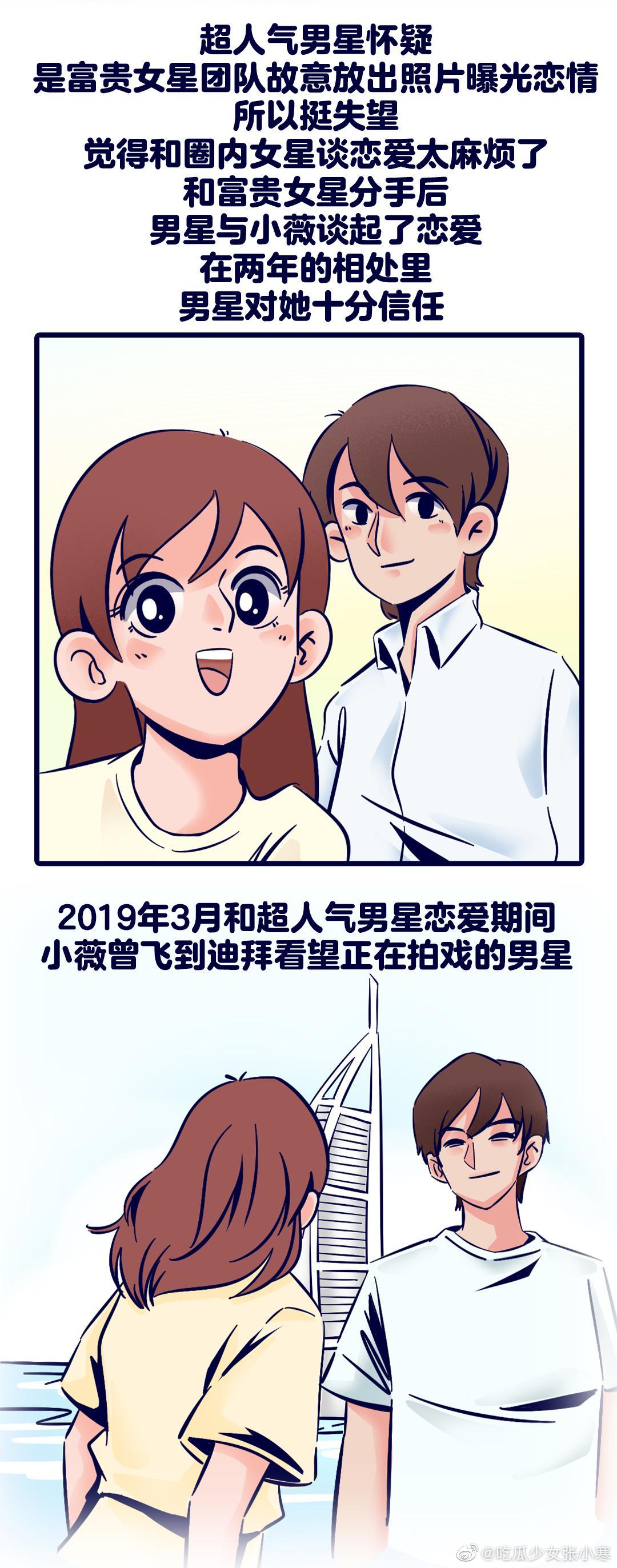漫畫透露女粉絲小薇和「頂流男星」交往。（圖／翻攝自「吃瓜少女張小寒」微博）
