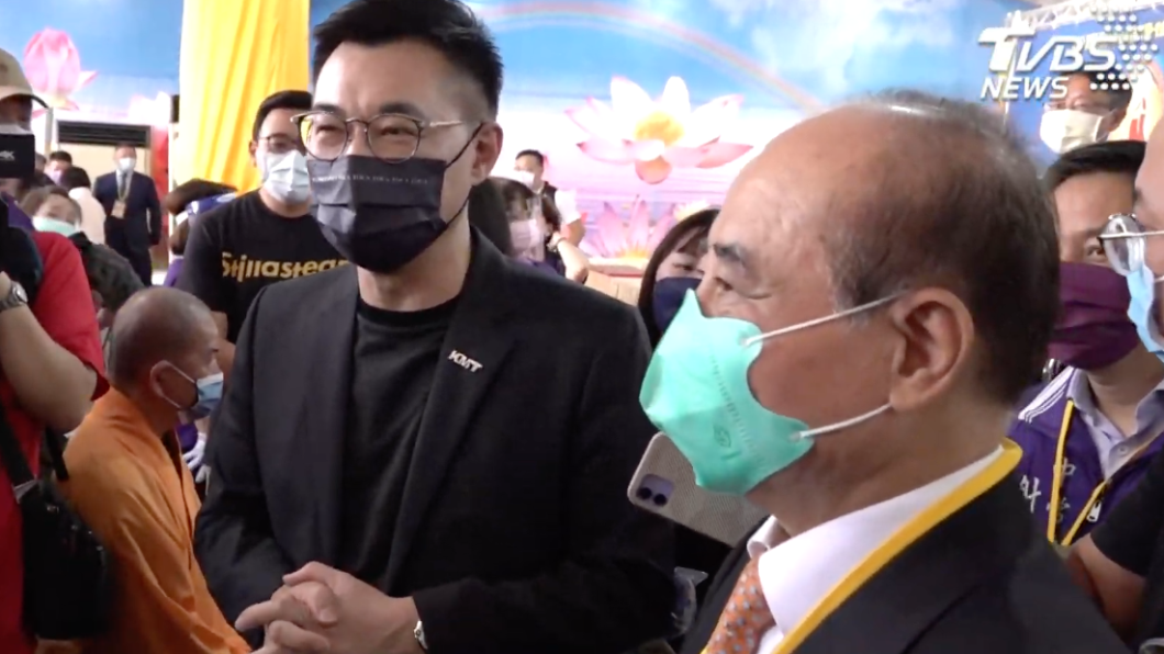 國民黨主席江啟臣、立法院前院長王金平上午同台。(圖/TVBS)
