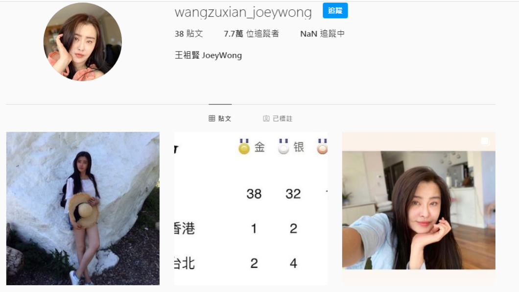 網友以王祖賢名義開設IG帳號。(圖/翻攝自wangzuxian_joeywong IG)