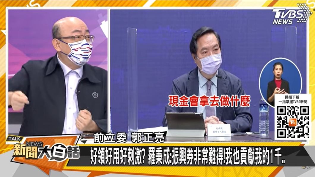 郭正亮在政論節目《新聞大白話》,發表對振興券的看法。(圖/翻攝自 YOUTUBE頻道)