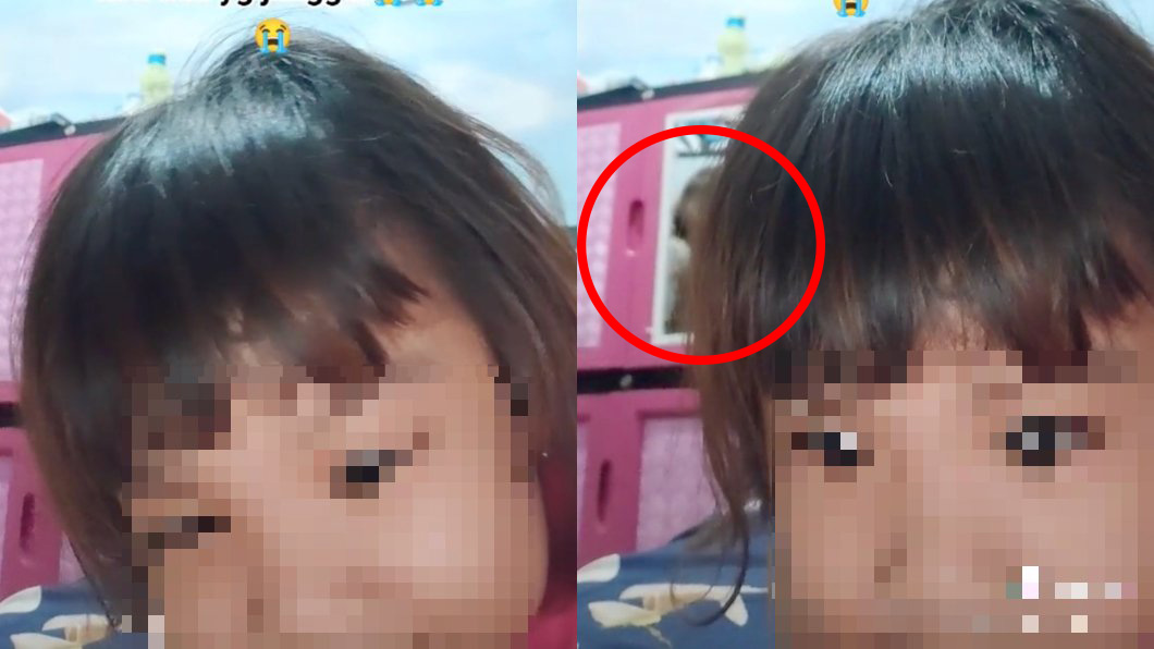 女童後方的鏡子出現詭異身影。(圖/翻攝自medinaninayara TikTok)