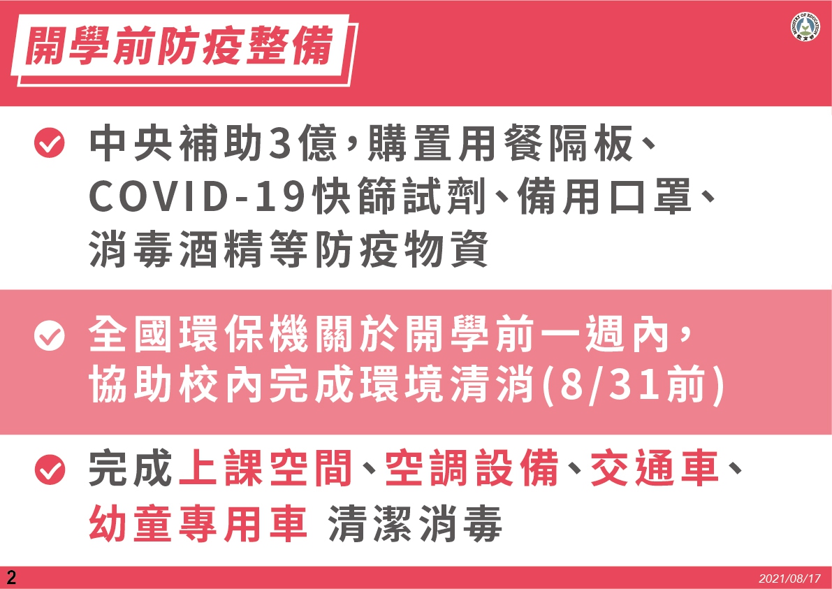開學防疫措施。(圖/教育部)