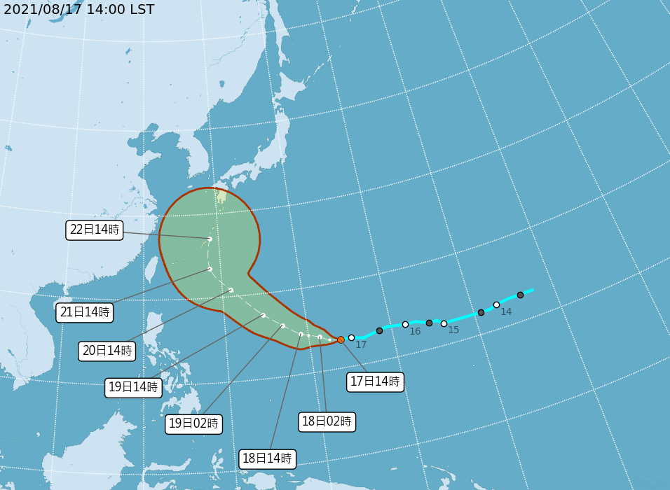 熱帶性低壓TD14。(圖/翻攝自中央氣象局)