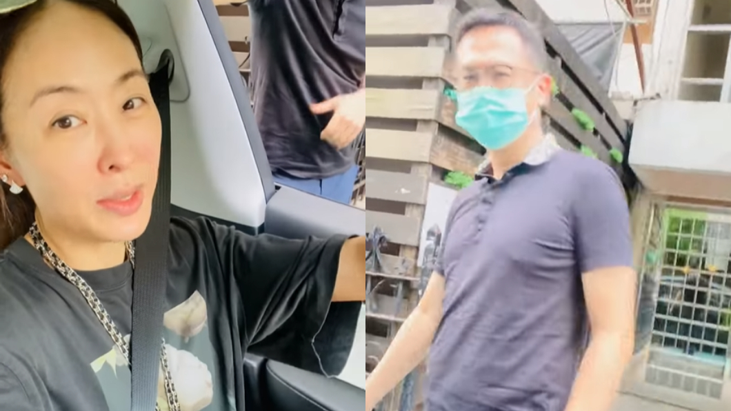 王兆杰、賈永婕在路邊一來一往對話。（圖／翻攝自賈永婕Facebook）