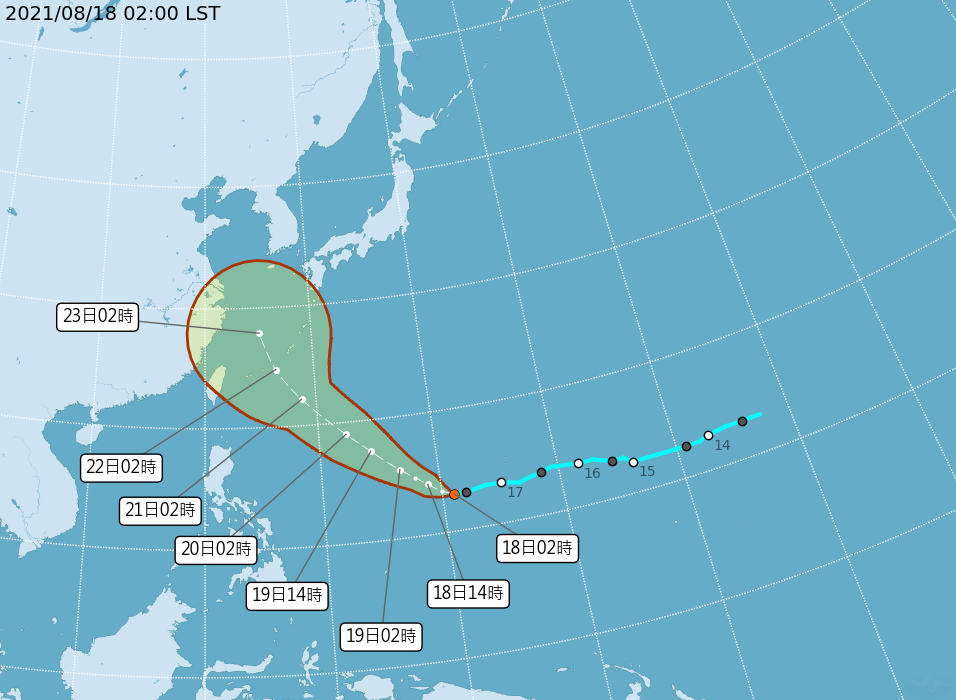 熱帶性低氣壓已經減弱為一般低氣壓。(圖/氣象局)