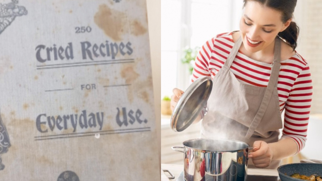 英國一間廢棄老屋中翻出一本老舊食譜。（圖／翻攝自Hansons推特、Shutterstock達志影像）
