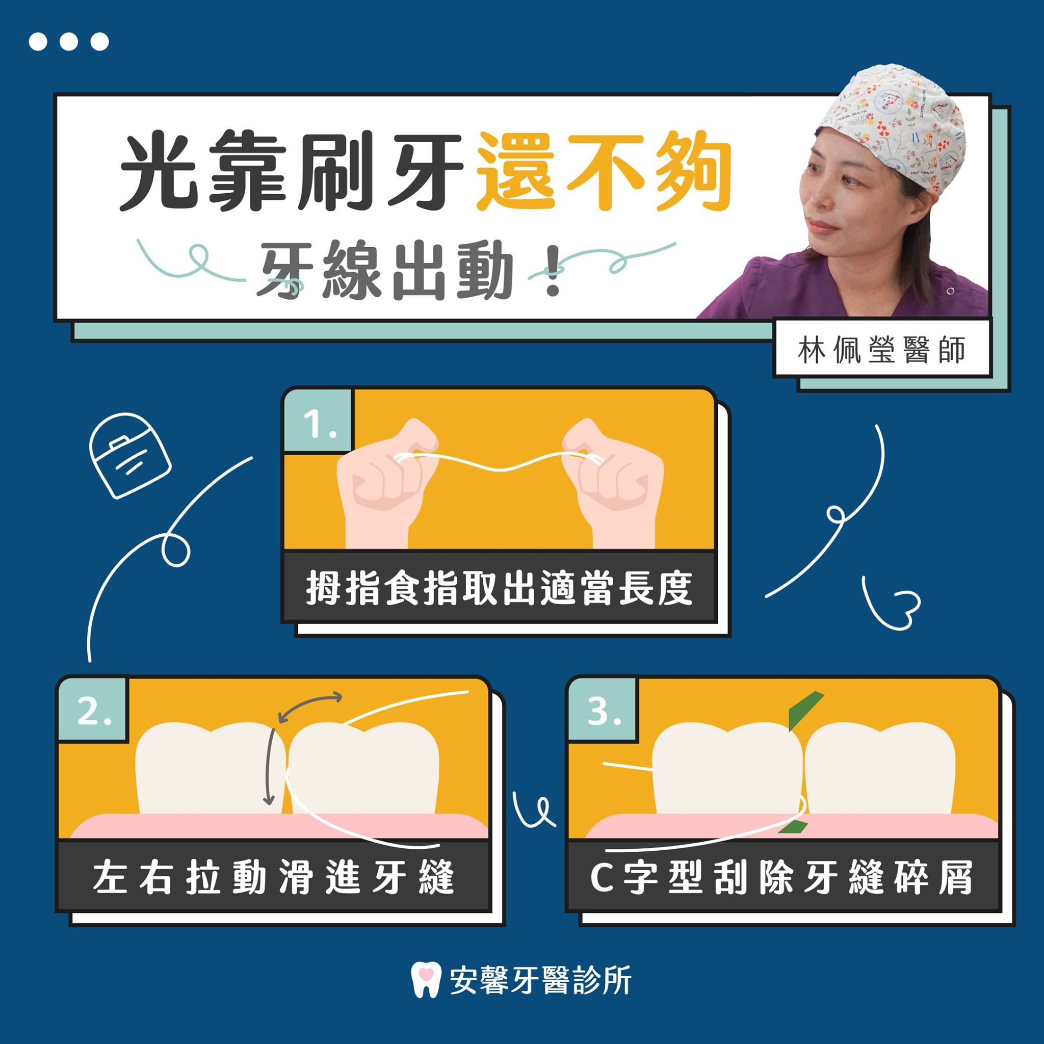 牙線清潔不可忽略。(圖/翻攝自安馨牙醫診所臉書)