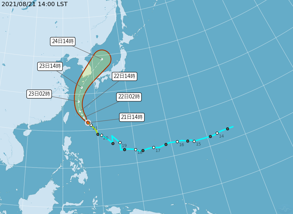 颱風奧麥斯路線。(圖/翻攝自中央氣象局)