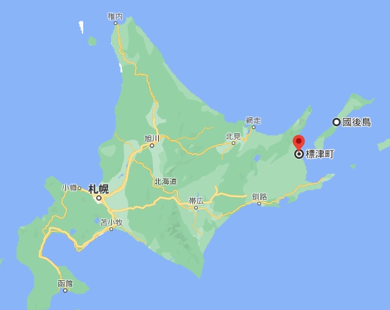 從國後島南部到北海道標津町距離約20公里。(圖/翻攝自Google地圖)