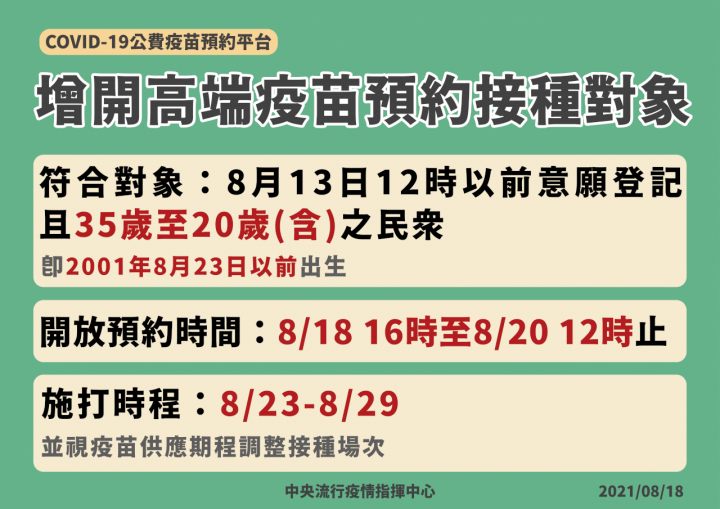 高端疫苗施打對象。（圖／中央流行疫情指揮中心） 