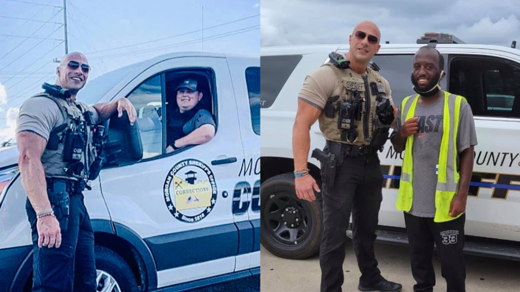 警界巨石強森爆紅。（圖／翻攝自Morgan County Sheriff’s Office臉書）