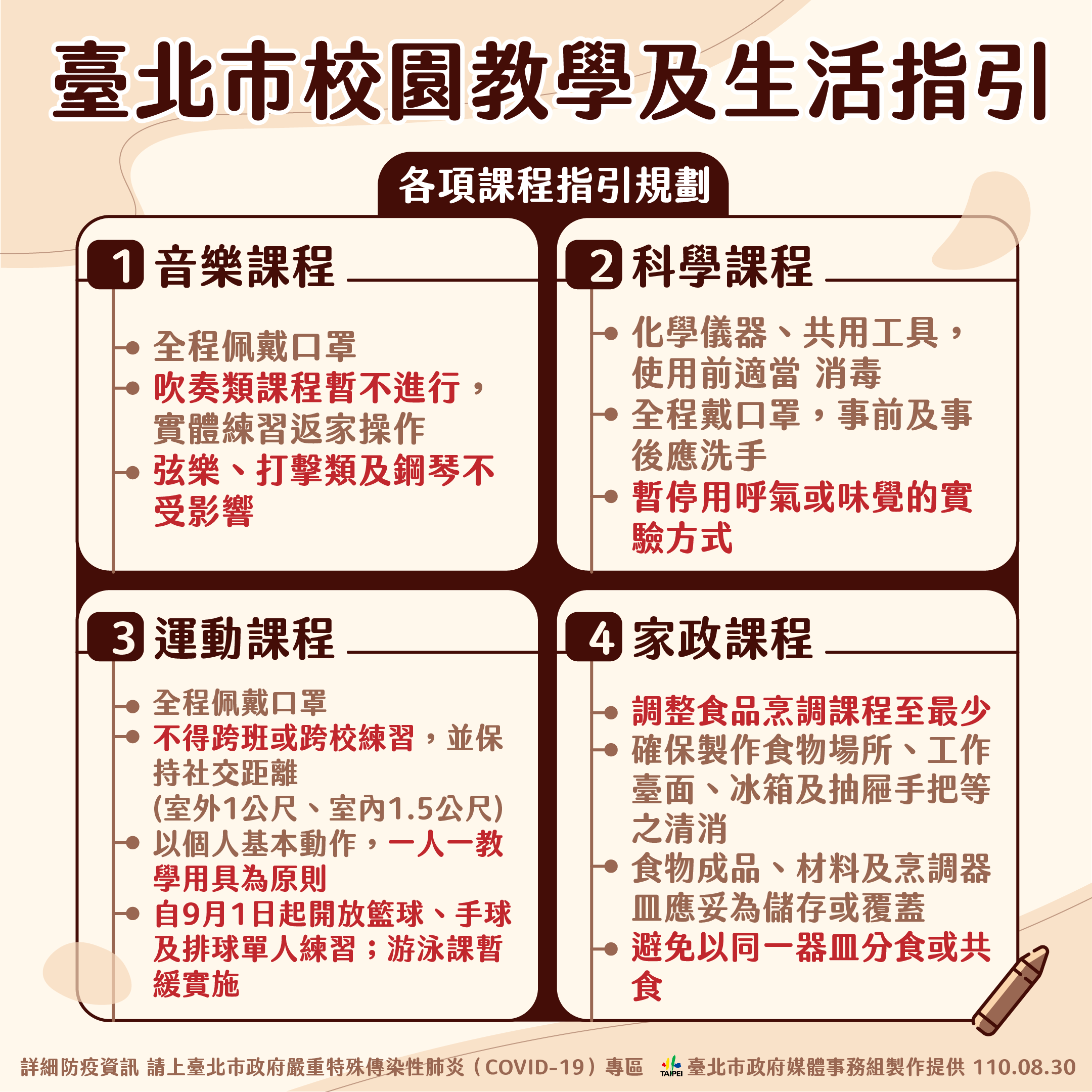 臺北市校園教學及生活指引－各項課程指引規劃。（圖／台北市政府）
