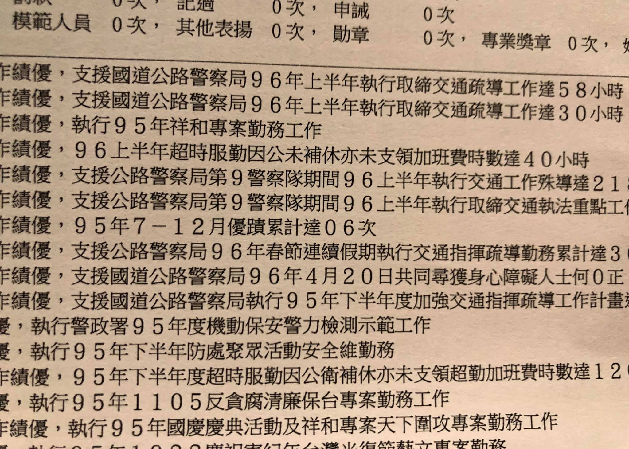 條子鴿回應風波，並秀出疑似過去執勤相關資料。（圖／翻攝自條子鴿臉書）