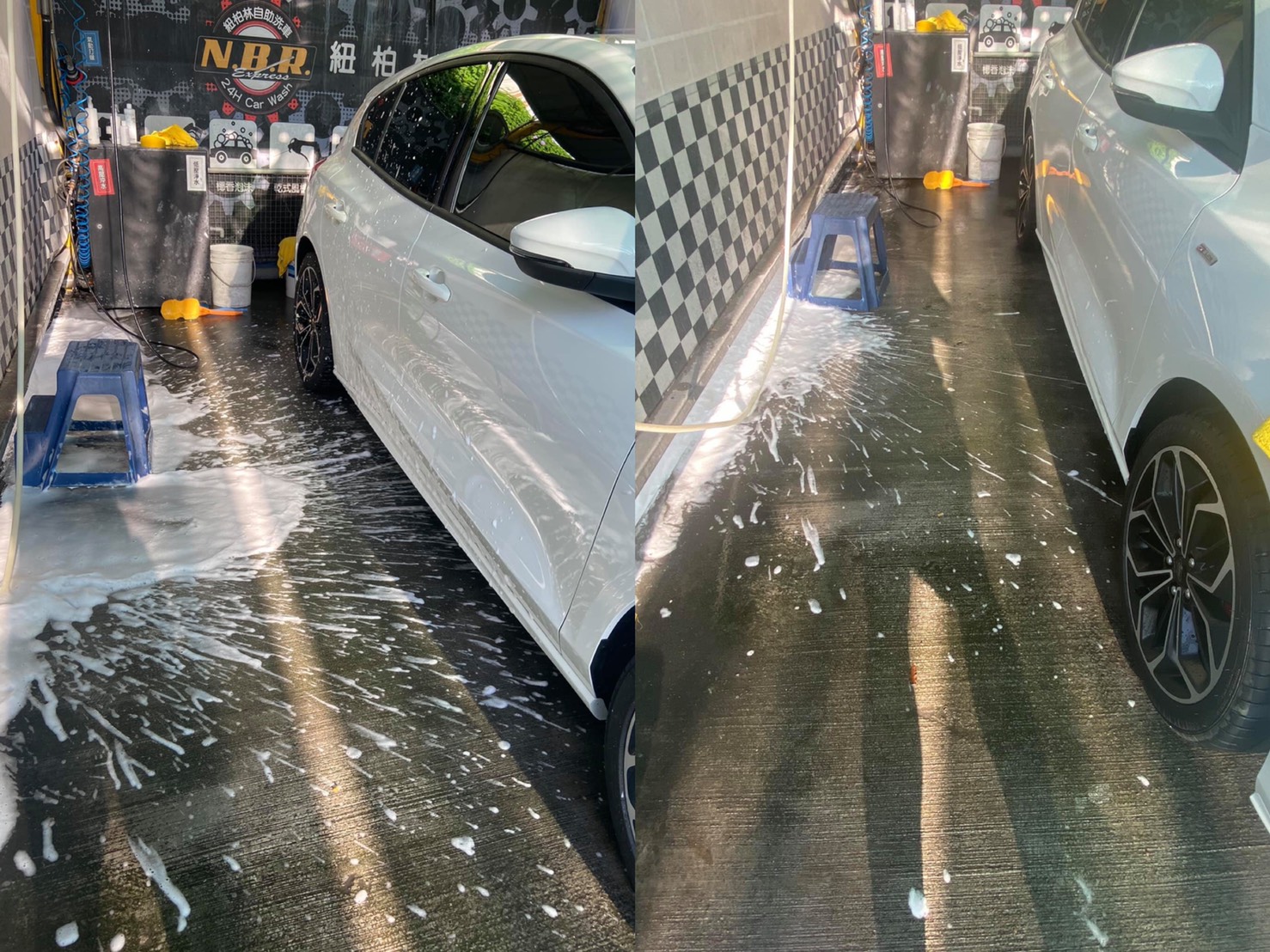 隔壁客人的泡沫一直噴濺。(圖/翻攝自爆怨公社臉書)