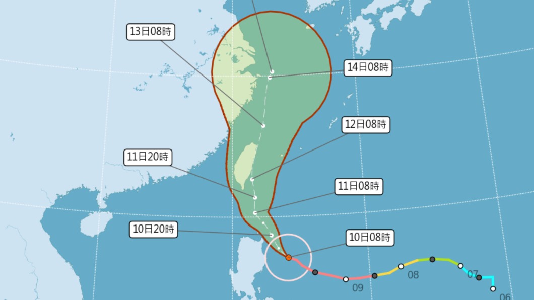 璨樹颱風週末兩日將影響台灣各地。（圖／中央氣象局）
