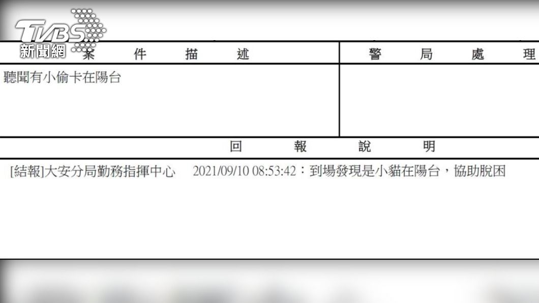 女子報警表示有小偷卡在陽台。(圖/TVBS)