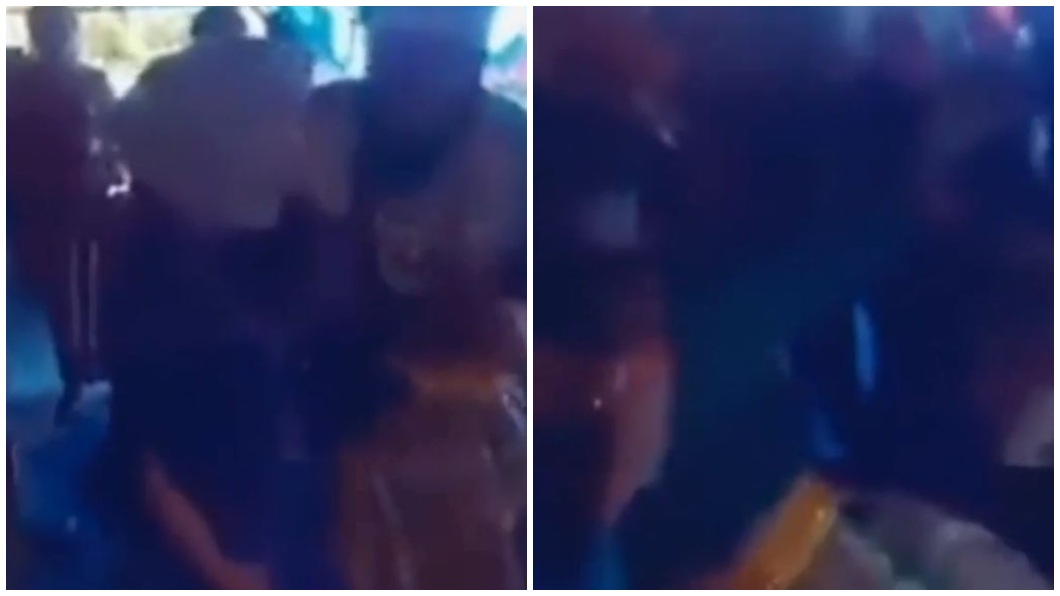 女方試圖推開,一旁親友也幫忙拉開兩人。(合成圖/翻攝自fakta.indo IG)