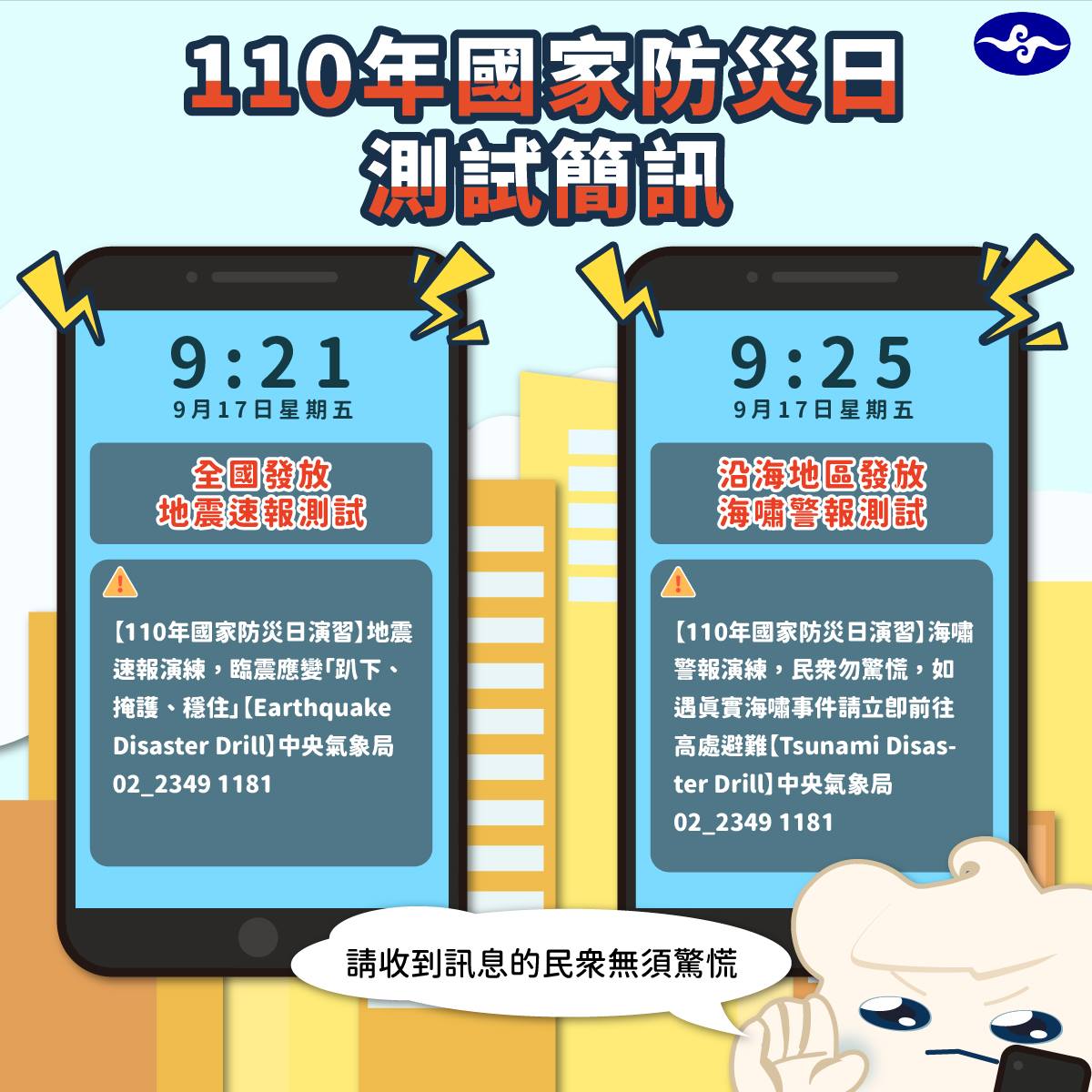 氣象局測試地震警報。(圖/翻攝報地震 - 中央氣象局)