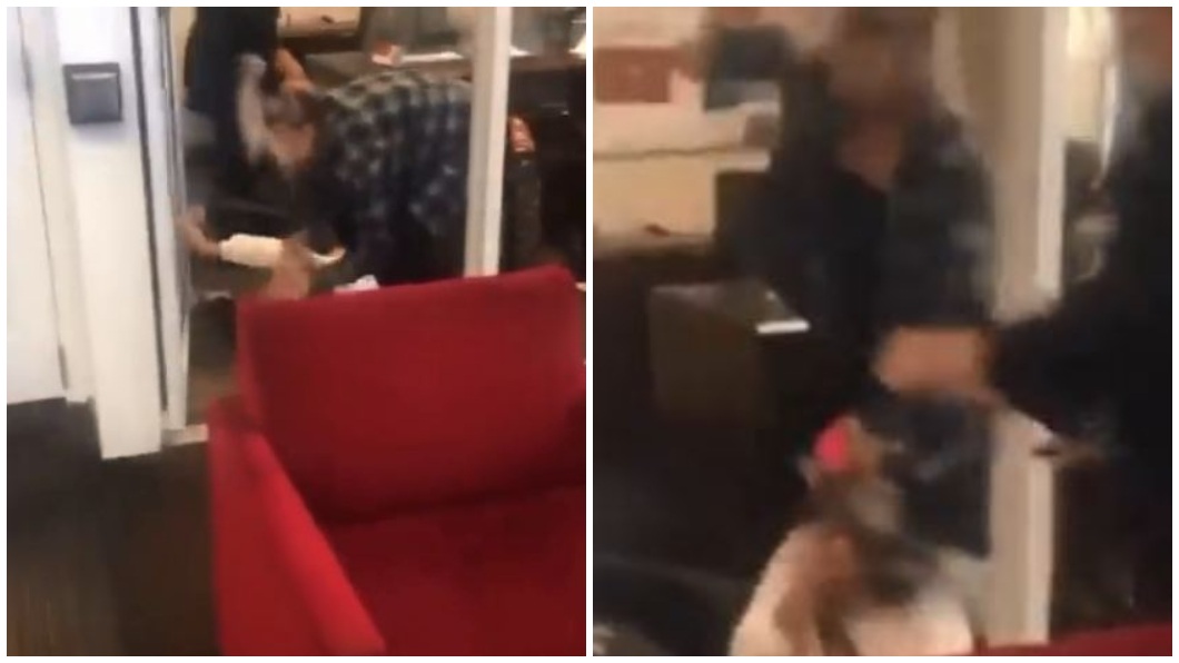 國外一名女子得知丈夫和自己姊姊有染，氣沖沖跑去她面試的公司狂毆她一頓。（合成圖／翻攝自推特@59dallas）