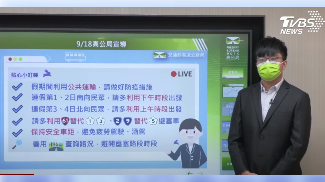 高公局呼籲,民眾可行駛台2、台9,替代國5,避免塞車。(圖/TVBS)