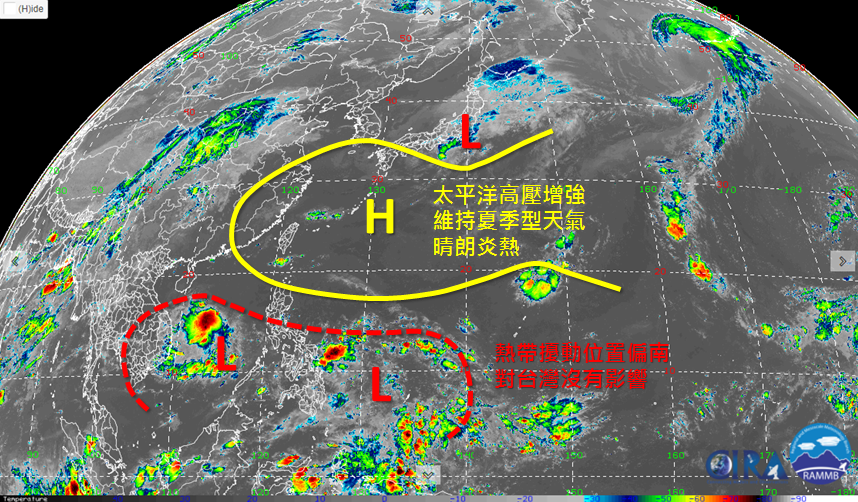 吳聖宇指出,太平洋高壓增加,中秋後仍以夏季天氣為主。(圖/翻攝自吳聖宇Facebook)