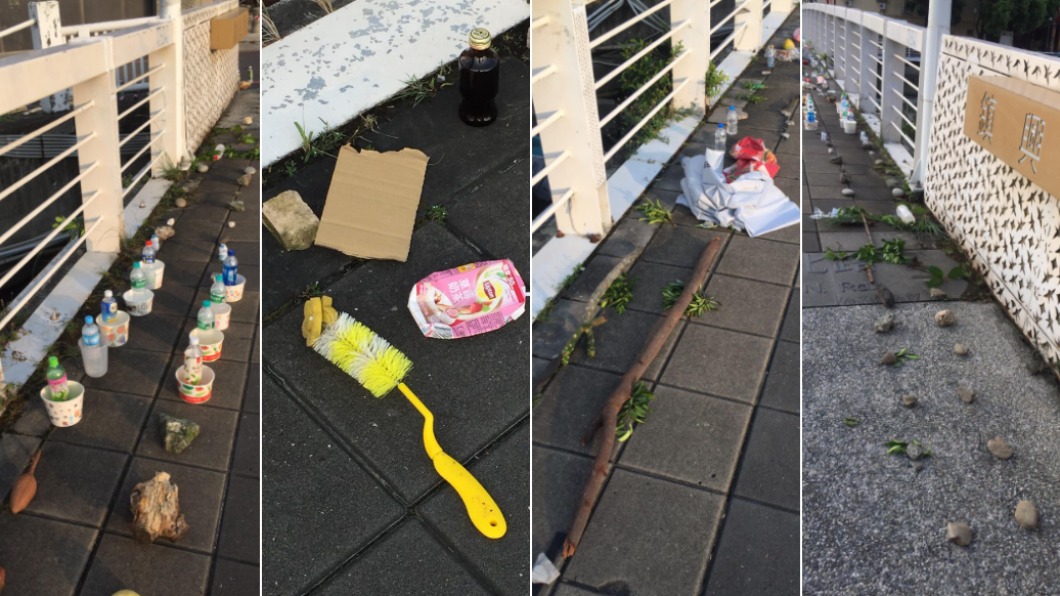 民眾拿物品卡位領取物資。（合成圖／翻攝自前鎮二手貨臉書）