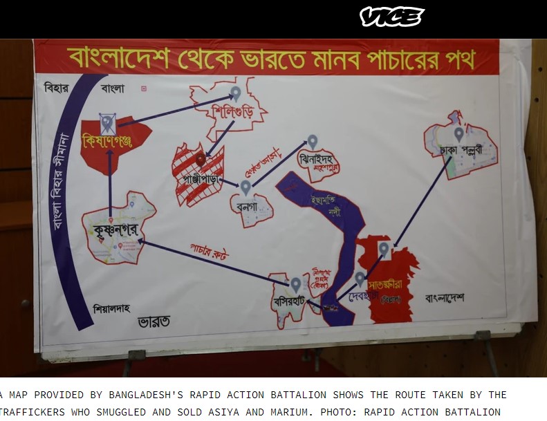 將瑪莉姆與阿西雅賣掉的人口販子路線圖。(圖/翻攝自《VICE》)