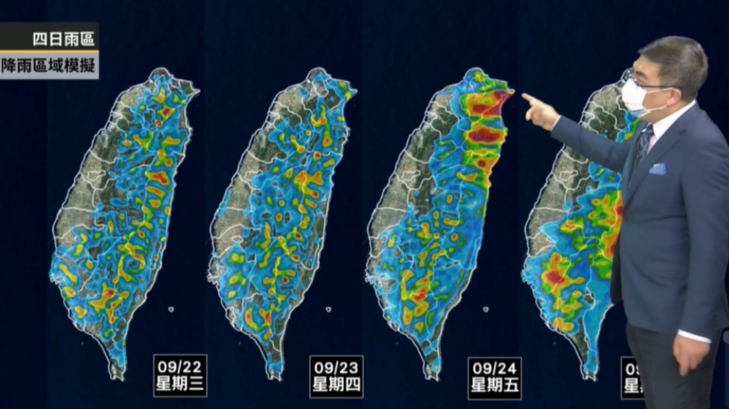降雨區域模擬。(圖/翻攝自氣象達人彭啟明臉書)