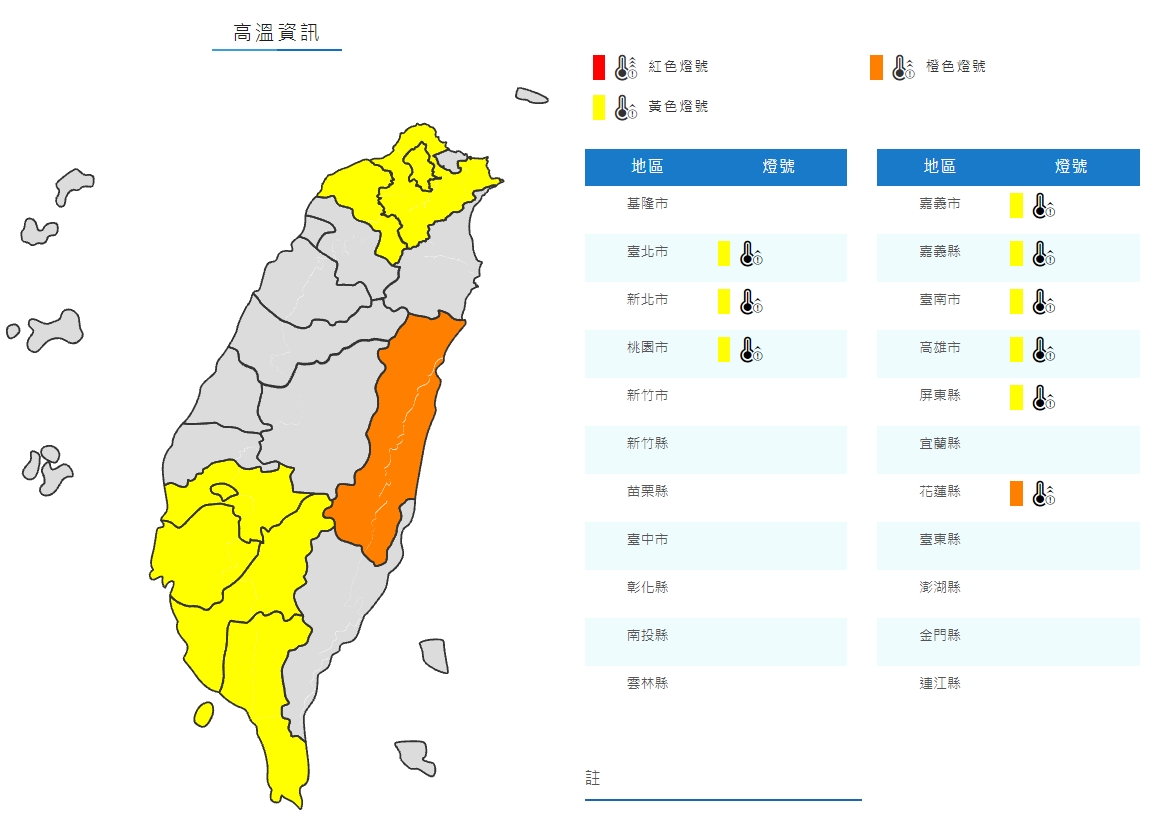 今日全台受太平洋高壓影響天氣炎熱。(圖/中央氣象局)