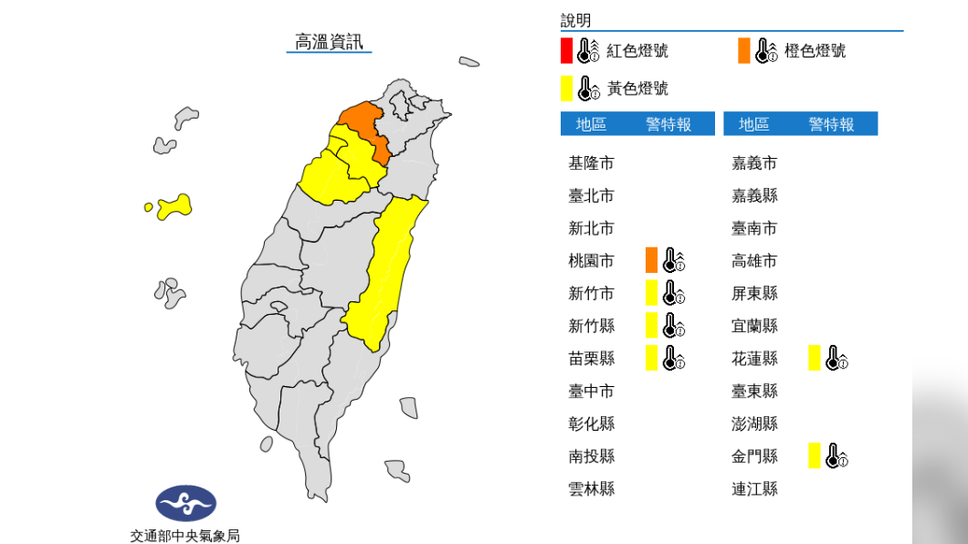 氣象局發布高溫資訊。(圖/中央氣象局)