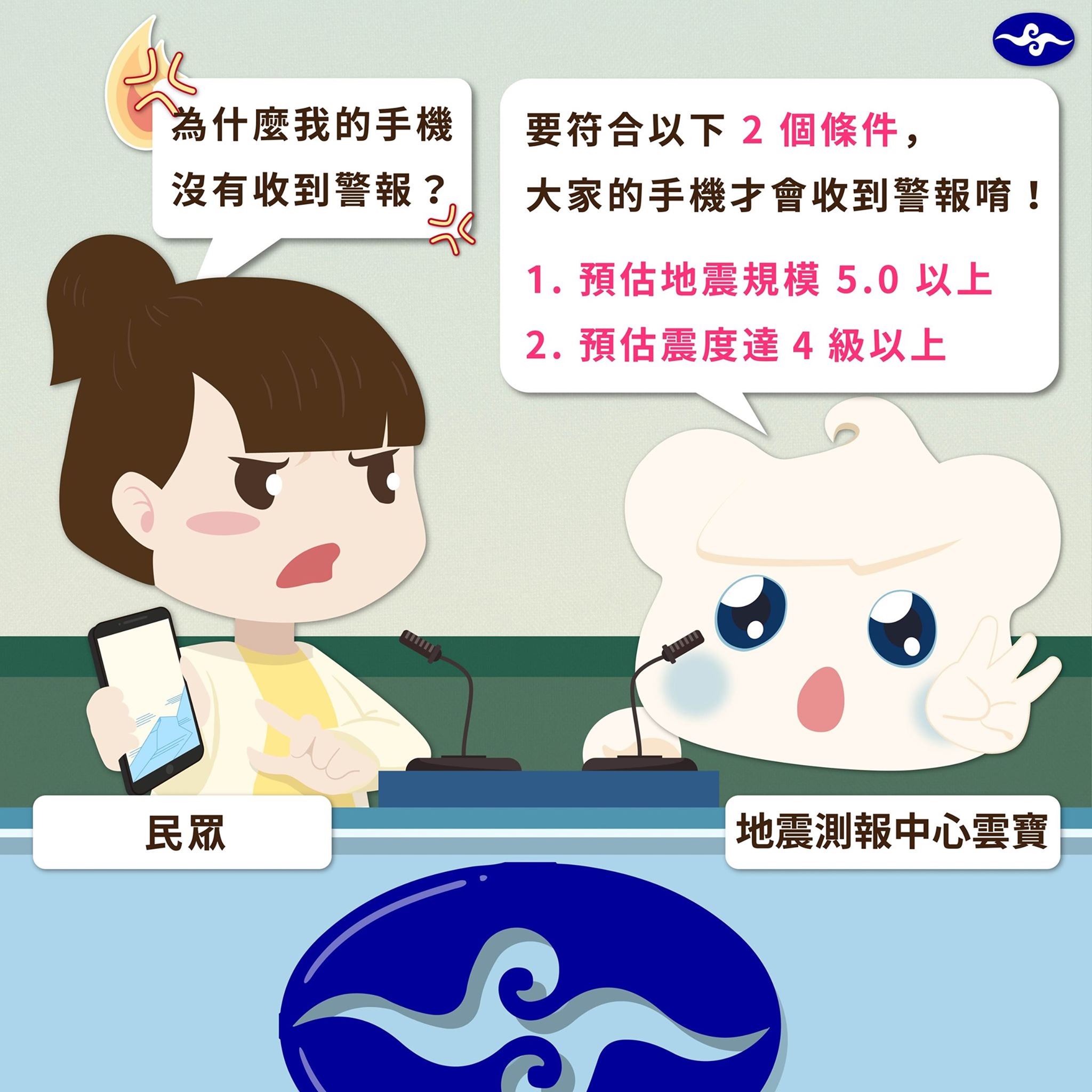 氣象局解釋,發生地震卻沒收到國家級警報的原因。(圖/翻攝自報地震 - 中央氣象局臉書)