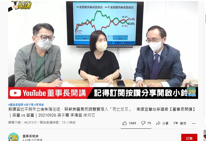 吳子嘉分析蔡蘇民調死亡交叉。(圖/翻攝自董事長開講YouTube頻道)