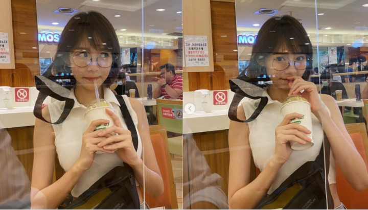 林明禎在美食街小歇的照片宛若男友視角。（圖／翻攝自林明禎 IG）