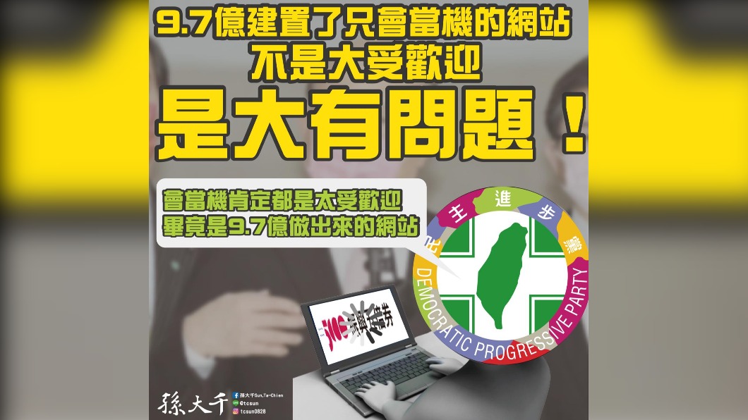 孫大千認為9.7億建置會當機的網站大有問題。(圖/翻攝自孫大千臉書)