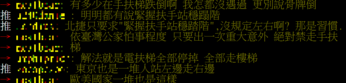 對於電扶梯行走議題,網友意見紛歧。(圖/翻攝自PTT八卦板)