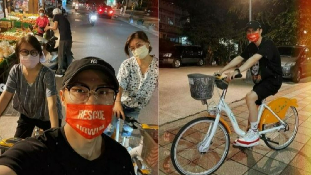 王子在IG上透露這是自己第一次騎共享腳踏車。(圖/翻攝自邱勝翊 王子IG)