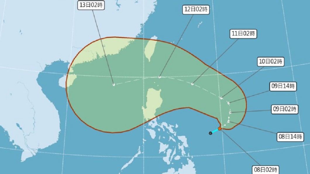 熱帶低壓TD21最快1至2天內會升格為颱風「圓規」。(圖/中央氣象局)