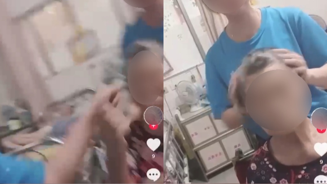 阿嬤被兩名照護員捉弄後,幾度要反抗卻無效。(圖/翻攝自爆料公社臉書)