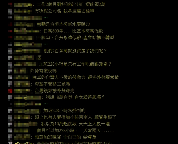 越南移工薪資條曝光,網熱議。(圖/翻攝自PTT)