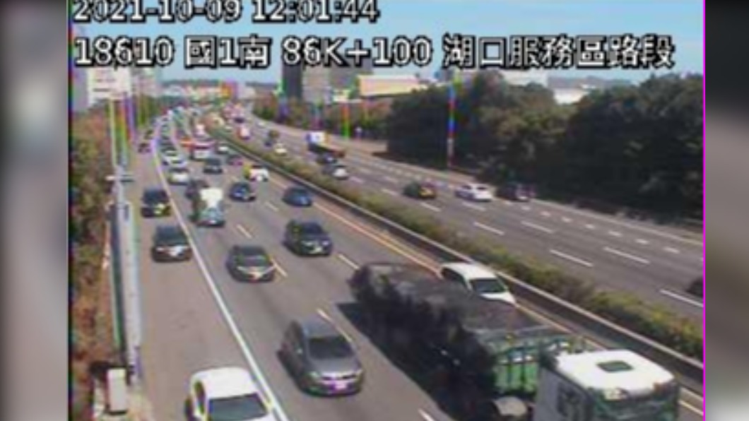 湖口路段仍壅塞。（圖／翻攝自高公局即時路況）